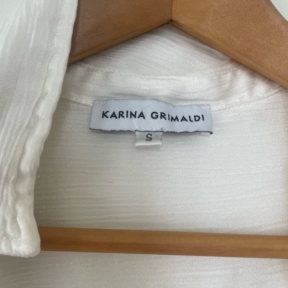 Karina Grimaldi tie front white shirt with pearl sleeve detail - Picture 3 of 4